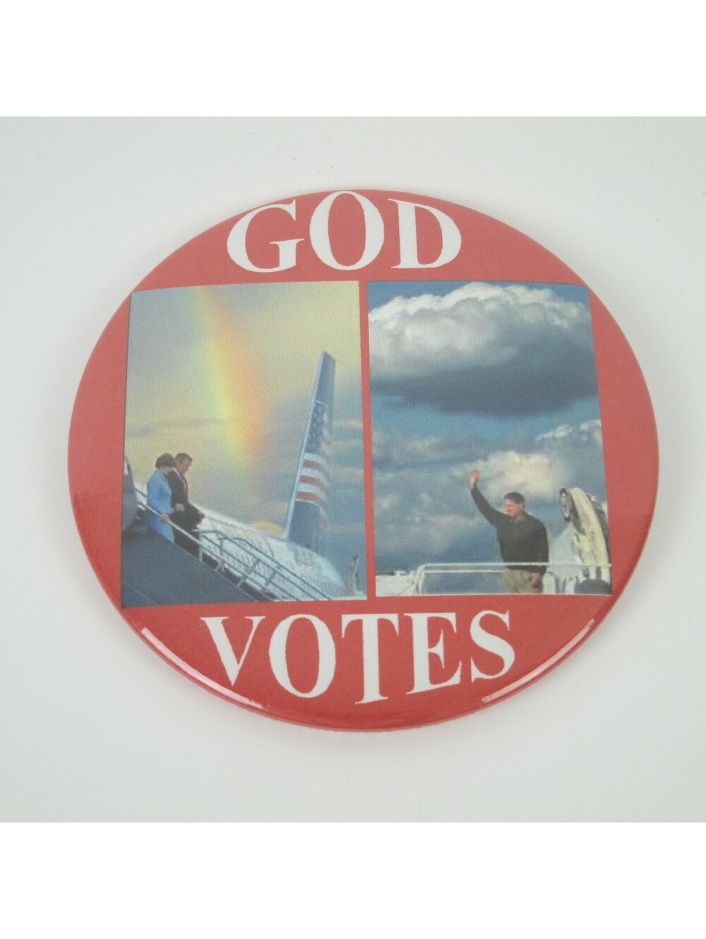 George W. Bush Laura Bush vs Al Gore 2000 Political Campaign Button GOD VOTES